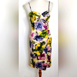 DONNA RICCO RETRO PANSY PRINT DRESS